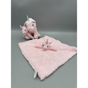 Trend Lab Pink Unicorn Plush W/ Rattle And Lovey Baby Security Blanket